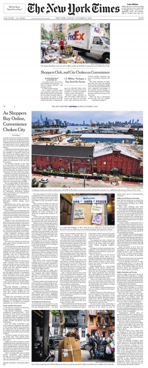 New York Times Front Page and Article