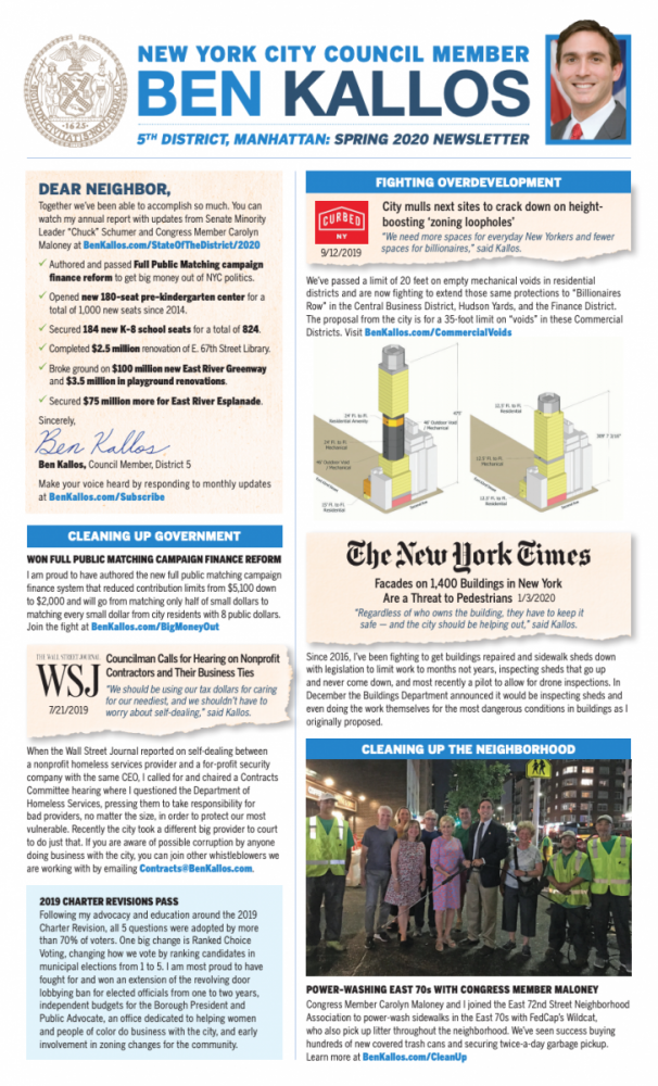 Spring 2020 Newsletter page 1