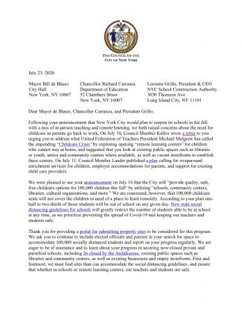 Letter Demanding More Seats for Remote Learning