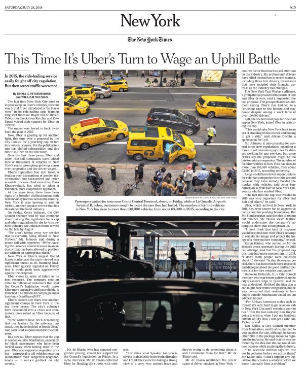 New York Times This Time It’s Uber on the Defensive in Battle With New York